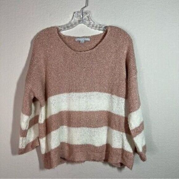 Favlux Fashion Stripe‎ Pullover Knit Long Sleeve Sweater Pink Size Large - Picture 1 of 7